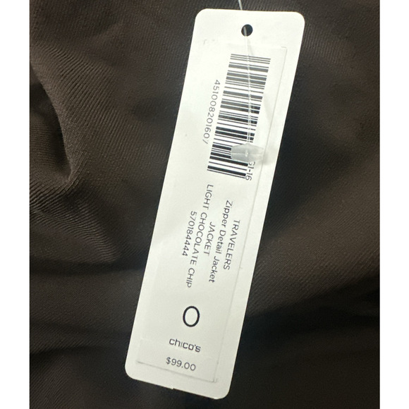 Chicos Travelers 0 Jacket Womens Small Brown Zipper Detail Open Slinky Travel - Picture 2 of 10